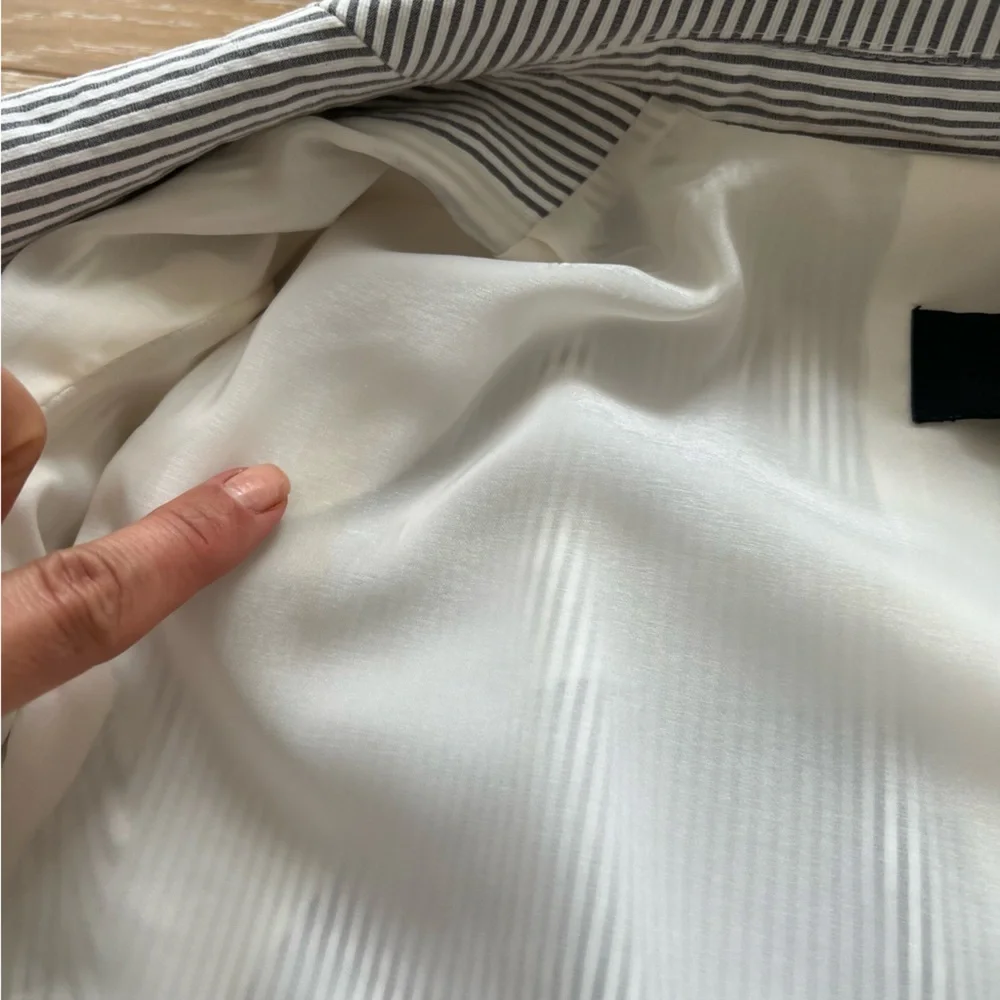 J.Crew Gray & White Striped Seersucker Blazer Jacket sz.0